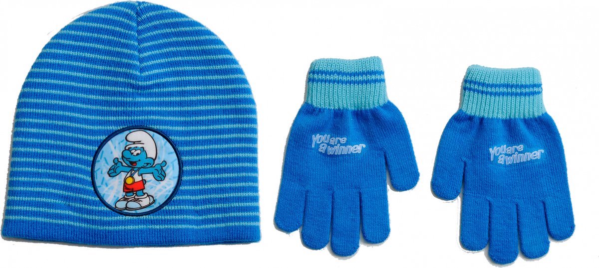 Smurfs winterset Acryl Blauw Donker Blauw 2-delig One-size perfect cadeau