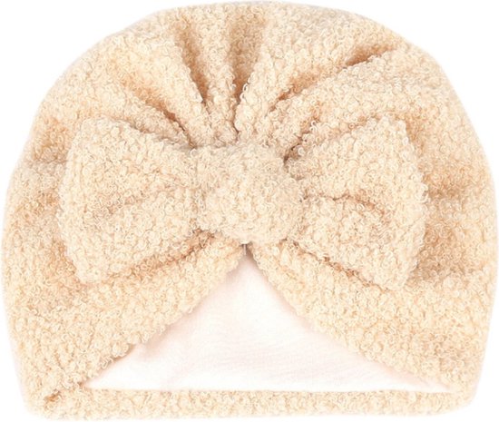 bonnet bébé - teddy - fille - beige - cadeau maternité - hiver