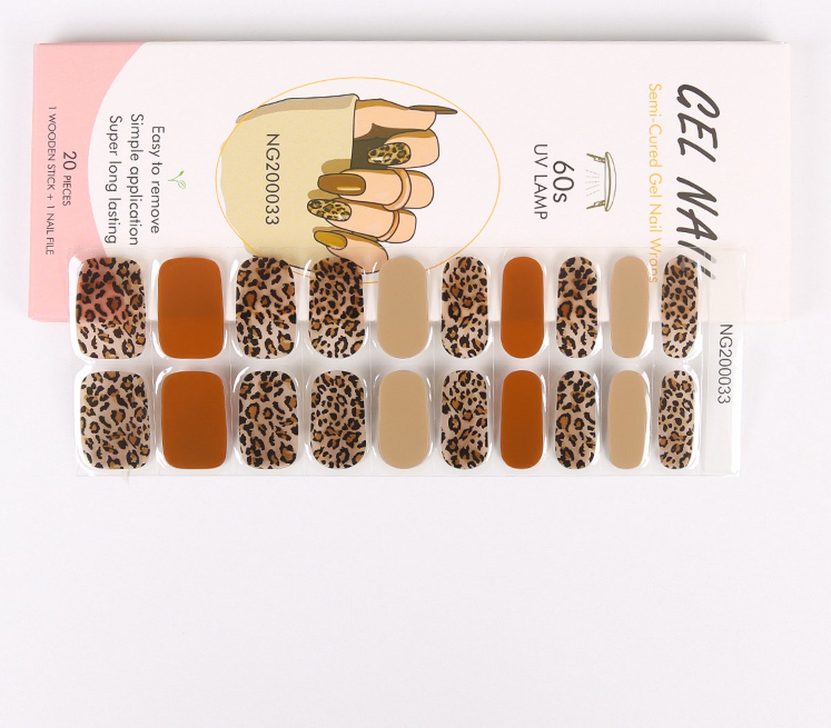 Goedkoopste Gel Nail Wraps – Gel Nagel Wraps – Gel Nail Stickers – Gel Nagel Folie - UV lamp – Leopard Mix