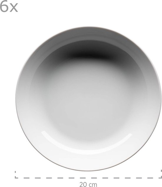 Chique Bordenset 6 Persoons - Porselein Servies 12delige - Platte Borden - Soepkommen - Diepe Borden van CHiQ — afbeelding 3