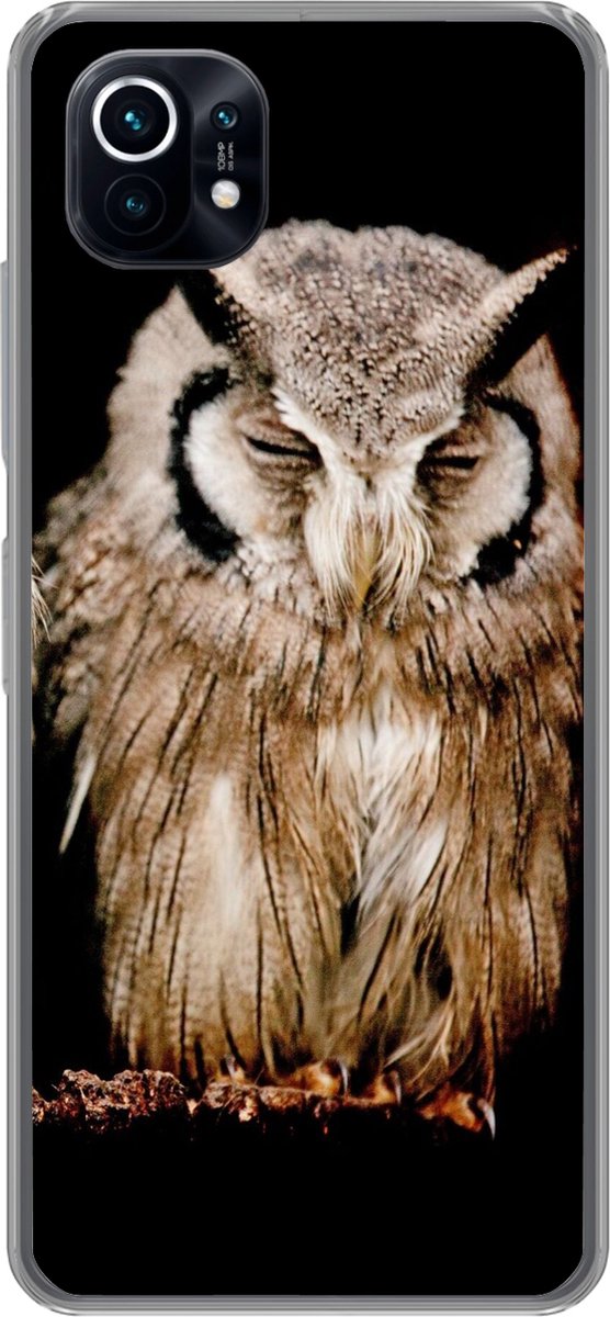 Telefoonhoesje Geschikt voor Xiaomi Mi 11 hoesje - Uil - Vogel - Zwart - Siliconen Telefoonhoesje Telefoonhoesje