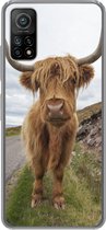 Geschikt voor Xiaomi Mi 10T 5G hoesje - Schotse Hooglander - Horens - Berg - Siliconen Telefoonhoesje