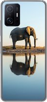 Geschikt voor Xiaomi 11T Pro hoesje - Olifant - Water - Bomen - Dieren - Natuur - Siliconen Telefoonhoesje