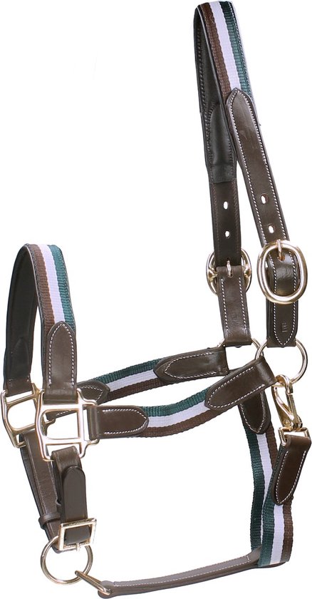 Horsegear Halster Horsegear Finn Donkerbruin-groen | Maat: Paard Horsegear Halster Horsegear Finn Donkerbruin-groen | Maat: Paard