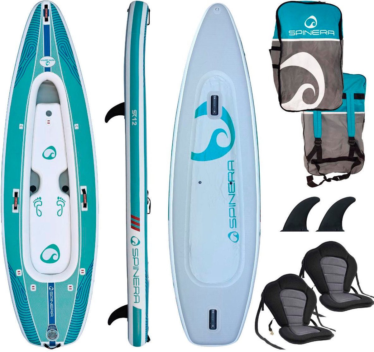 Spinera SUP kajak 12 blauw groen/wit 365 x 98 x 20 cm