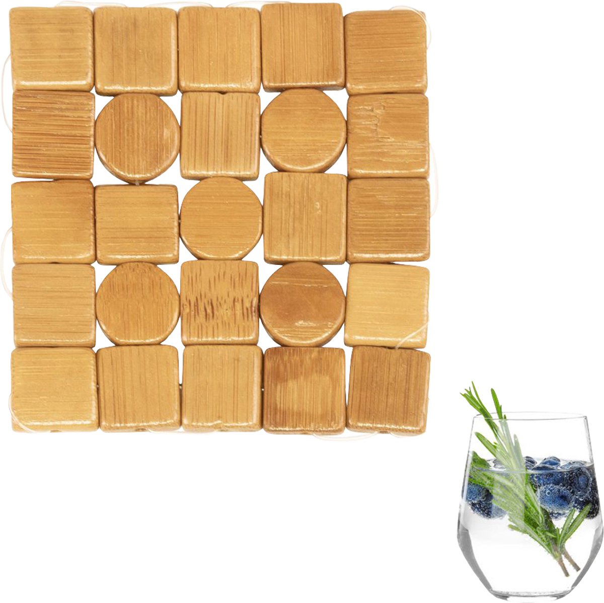 Westmark mosaik bamboe onderzetters 10 x 10 cm - 4-delige set