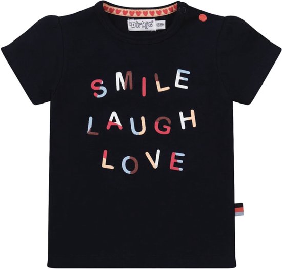 Dirkje - T-shirt - Smile - Laugh - Love - Navy - Maat 98