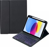 Mobigear Tablethoes geschikt voor Apple iPad 10 (2022) Hoes | Mobigear Keys QWERTY Bluetooth Toetsenbord Bookcase + Stylus Houder - Zwart