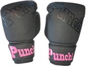 Punch! Dames Bokshandschoenen - PU - Zwart logo - 12 oz.