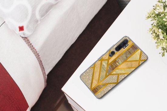Coque de téléphone compatible avec Xiaomi Mi Note 10 Pro - Or - Motif marbre - Vintage - Coque en Siliconen