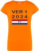 2024 Dames T-shirt Max Verstappen Formule 1 Oranje Fan - Maat large