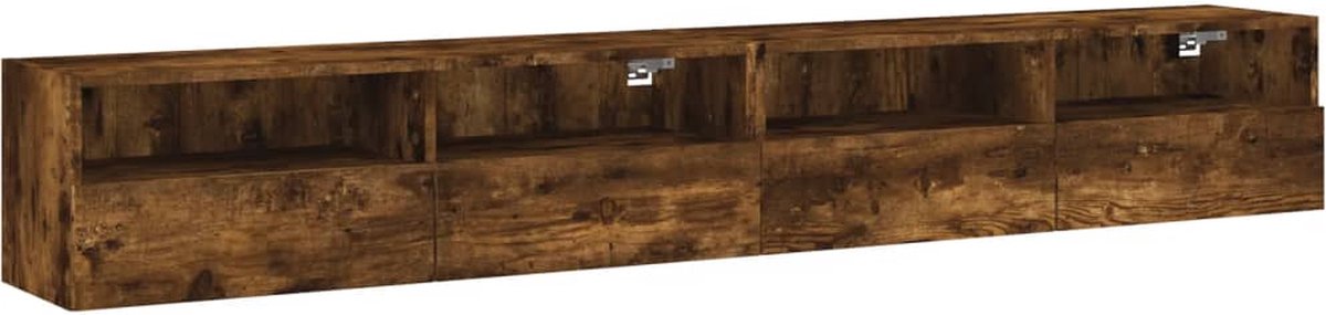 vidaXL - Tv-wandmeubels - 2 - st - 100x30x30 - cm - bewerkt - hout - gerookt - eiken