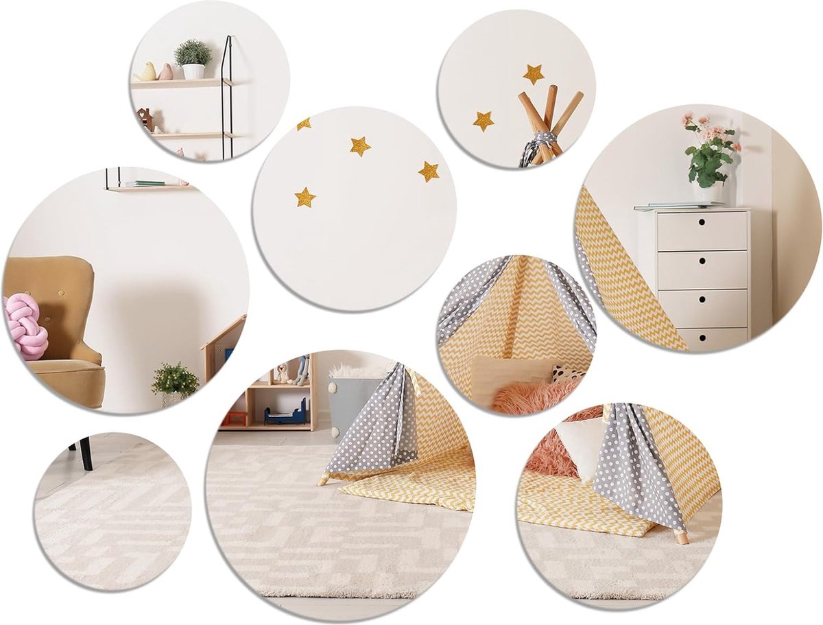 Spiegelstickers, ronde spiegeltegels, tegelspiegel, zelfklevend, zelfklevend, wanddecoratie, kleine wandspiegel, acryl spiegel, muursticker voor badkamer, keuken, woonkamer, 9 stuks
