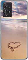 Geschikt voor Samsung Galaxy A53 5G hoesje - Hart op het strand in Nederland - Siliconen Telefoonhoesje