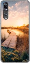 Geschikt voor Huawei P20 Pro hoesje - Zonsondergang in de Nederlandse polder - Siliconen Telefoonhoesje