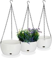 Pot suspendu Relaxdays avec bacs de récupération - lot de 3 - pots de fleurs suspendus - autres tailles