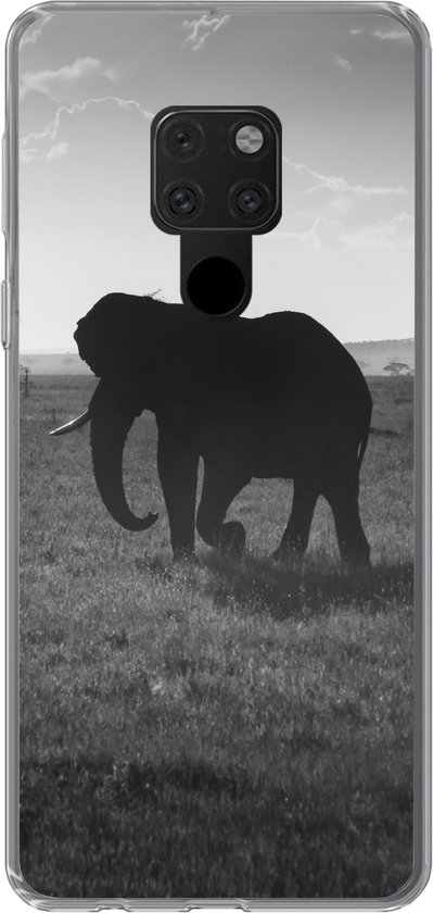 Convient pour coque Huawei P40 Lite - Éléphant - Uni - Animaux - Zwart et blanc - Coque de téléphone en Siliconen