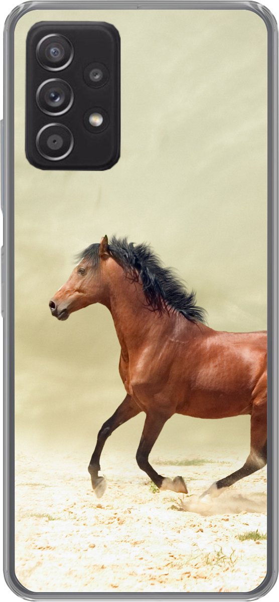 Telefoonhoesje Geschikt voor Samsung Galaxy A33 5G hoesje - Paard - Stof - Zand - Siliconen Telefoonhoesje Telefoonhoesje