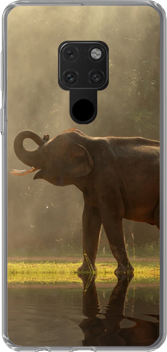 Telefoonhoesje Geschikt voor Huawei P40 Lite hoesje - Olifant - Water - Dieren - Natuur - Siliconen Telefoonhoesje Telefoonhoesje