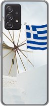 Geschikt voor Samsung Galaxy A53 5G hoesje - Traditionele windmolen en de vlag van Griekenland - Siliconen Telefoonhoesje