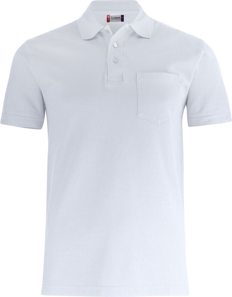 Clique Basic Polo Pocket 028255 - Wit - 3XL