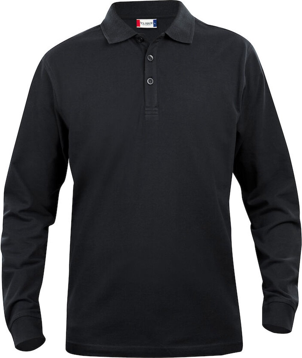 Clique Basic Polo L/S Junior 028233 - Zwart - 130-140