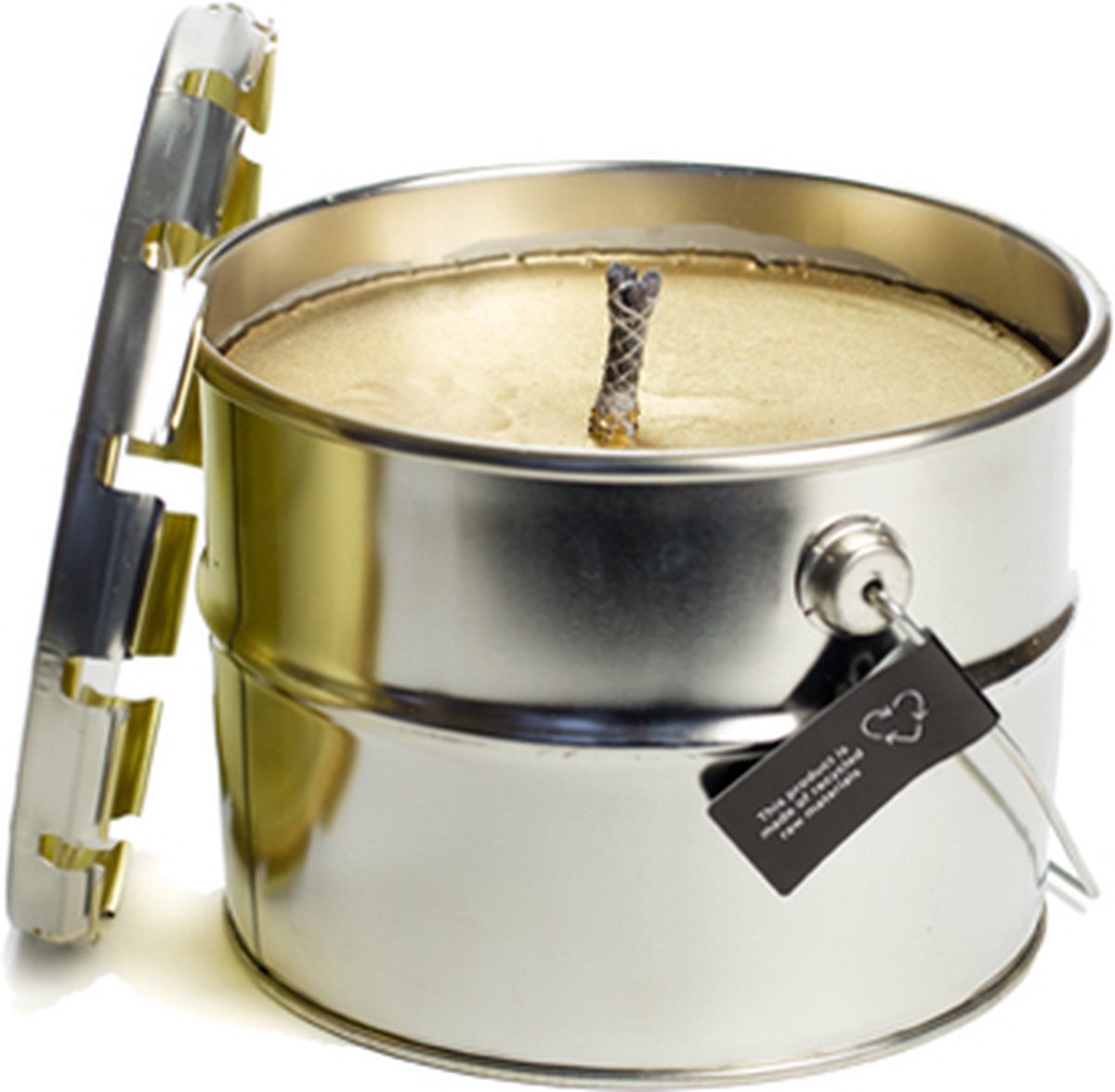 Buitenkaars - buitenblik kaars goud - Ø18x14 cm - 50 uur branduren - gerecyclede paraffine - set van 2 - Rustik Lys