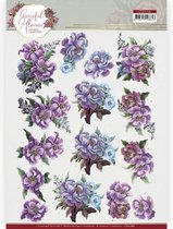 3D Cutting Sheet - Yvonne Creations - Graceful Flowers - Purple Flowers Bouquet 10 stuks