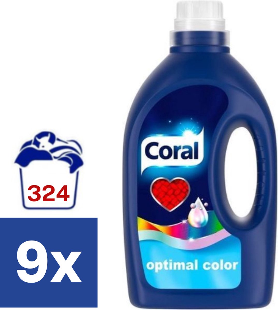 Coral Optimal Color Vloeibaar Wasmiddel - 9 x 1.728 l (324 wasbeurten)
