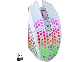 HXSJ T500 Draadloze Gaming Muis - Ultra licht - RGB Verlichting - Licht wit