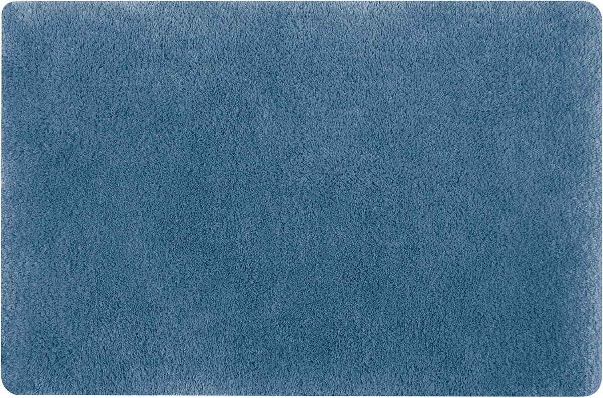 Spirella badkamer vloer kleedje/badmat tapijt - Supersoft - hoogpolig luxe uitvoering - blauw - 40 x 60 cm - Microfiber - Anti slip - Sneldrogend