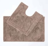 Badmat & Toiletmat, 2-delige set, 50 x 80 cm en 50 x 55 cm, 100 procent katoen, hotelkwaliteit, verkrijgbaar in 15 verschillende kleuren, beige, 50 cm x 70 cm