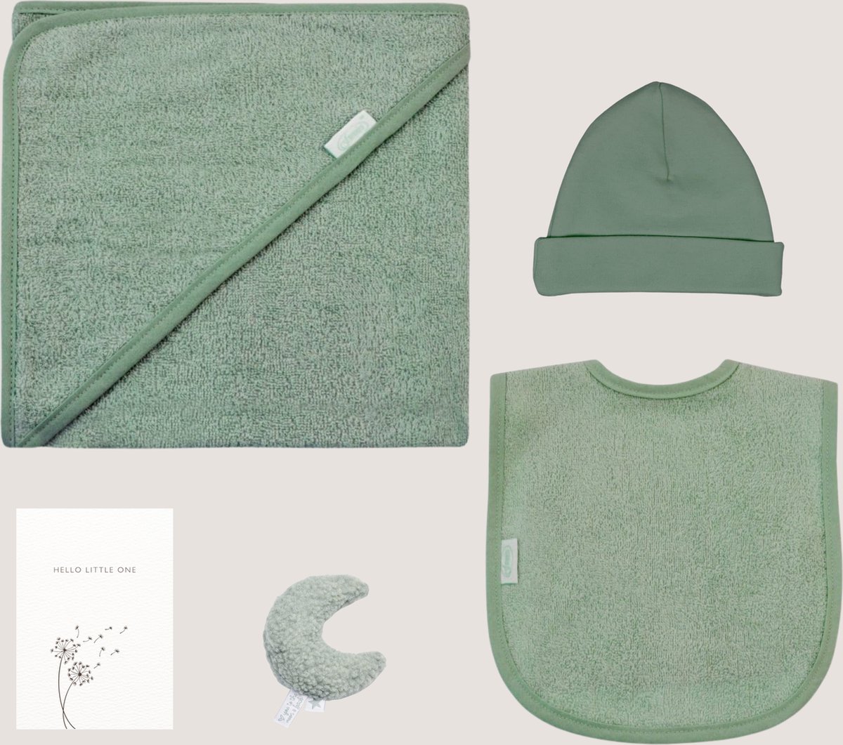 Goedkoopste 5-delig Cadeau - Baby Giftbox Stone Green - Kraamcadeau - Baby Geschenkset - Babyshower - Meisje - Jongen - Unisex - Little Magic Room