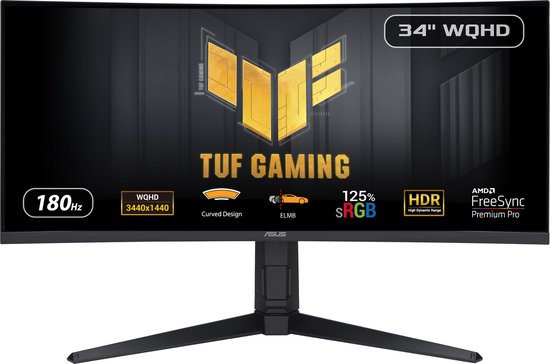 ASUS TUF Gaming VG34VQL3A - WQHD Ultrawide Gaming Monitor - 180hz - 34 Inch