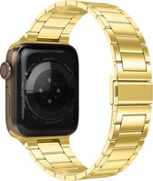 Luxe Metalen Armband Geschikt Voor Apple Watch Series 1/2/3/4/5/6/7/8/9SE 38/40/41 mm Horloge Bandje - iWatch Schakel Polsband Strap RVS - Stainless Steel Watch Band - Goud