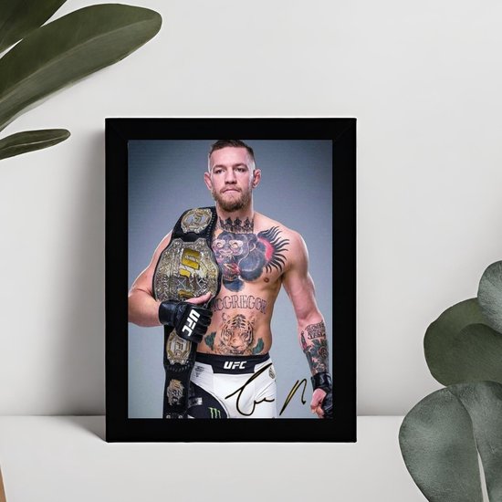 Conor McGregor Kunst - Gedrukte handtekening - 10 x 15 cm - In Klassiek Zwart Frame - UFC - World Champion