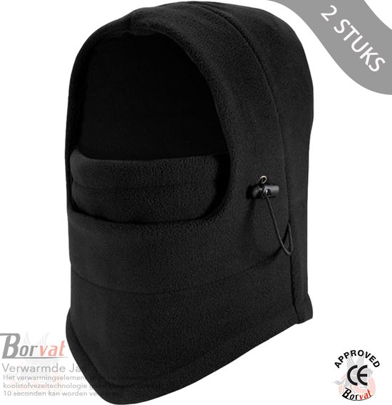 Borvat® - Fleece Bivakmuts - Wintermuts - Motormasker - Balaclava - Wintersport - Unisex - Zwart