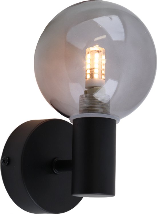 Olucia Amer - Moderne Badkamer wandlampen - Glas/Metaal - Zwart;Grijs