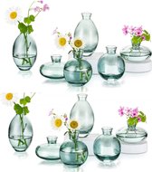 Kleine vazen voor tafeldecoratie gemaakt van, 12 stuks vaasglas minivazenset moderne glazen vaas groene kleine bloemenvazen voor bruiloftsdecoratie tafel woonkamer decoratie
