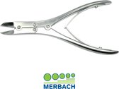 Voordeelverpakking 2 X Merbach dubbelscharniertang, vlak model met gebogen snijvlak, dubbele veer, 15 CM