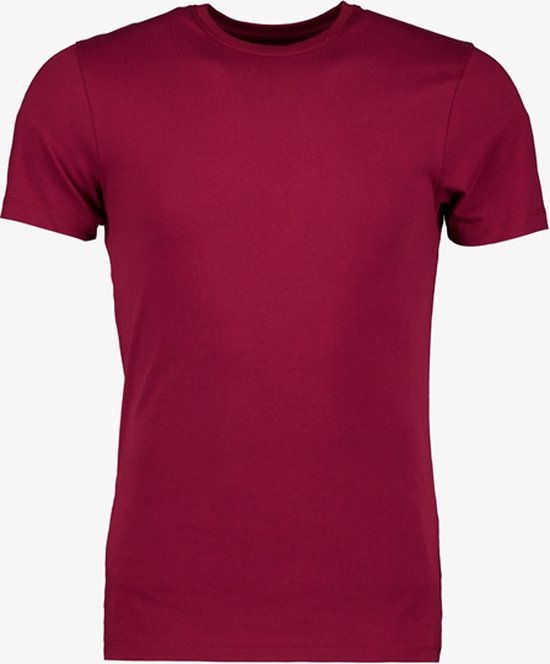 Unsigned heren T-shirt donkerrood ronde hals - Maat XL