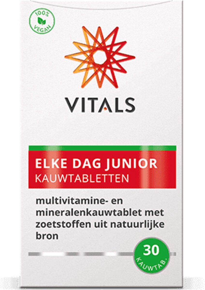 Vitals - Elke Dag Junior -kindermulti - 30 kauwtabletten - aardbeiensmaak - met zoetstoffen uit natuurlijke bron