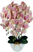 Damich - Kunst Orchidee in Bloempot met 3 stelen - Hoogte 60cm - Lichtroze