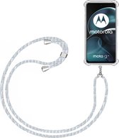 Telefoonkoord + Hoesje Geschikt voor Motorola Moto G14 - Lengte Verstelbaar - Telefoonketting - Shock Proof Case - Baby Blauw