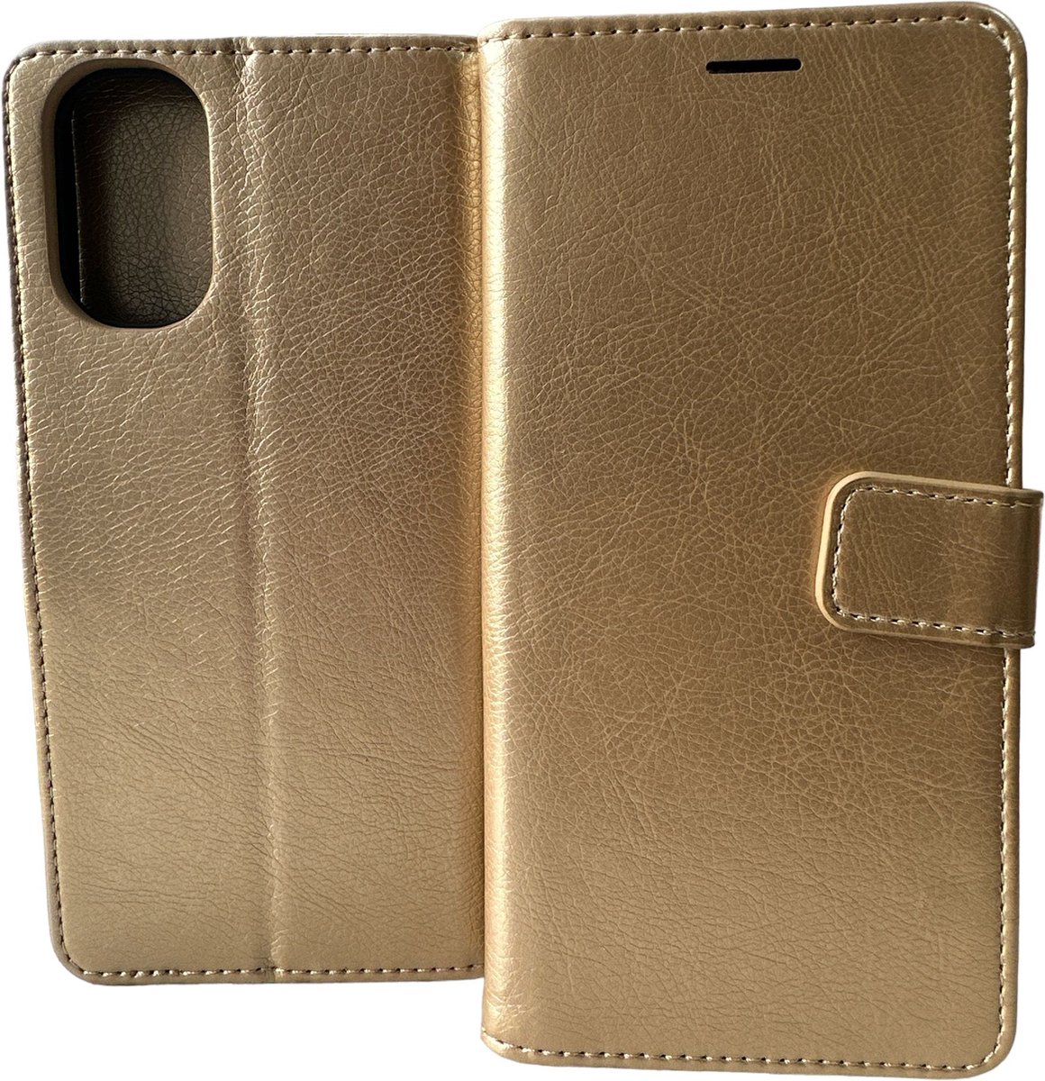 Portemonnee Bookcase Hoesje Geschikt voor: Motorola Moto E32 / E32s - Goud