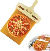 Sliding pizzaschep, 55 x 35 cm, verschuifbare pizzaschep, perfect overgebracht, schuif pizzaschep met antiaanbaklaag en handvat, voor het bakken van zelfgemaakte brood
