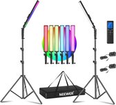 Neewer® - Set van 2 RGB LED Video Lichtstaven 2.4G met Afstandsbediening - Fotografie Verlichtingsset 21 W - Dimbaar - 3200K~5600K - CRI95+ - 360° Volledige Kleur - 10 Scène Effecten - Inclusief Statief