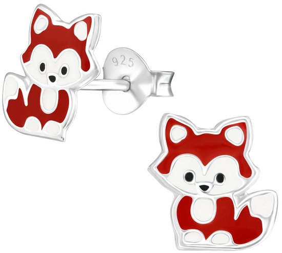 Joie|S - Boucles d'oreilles renard argenté - 6 x 9 mm - boucles d'oreilles enfant