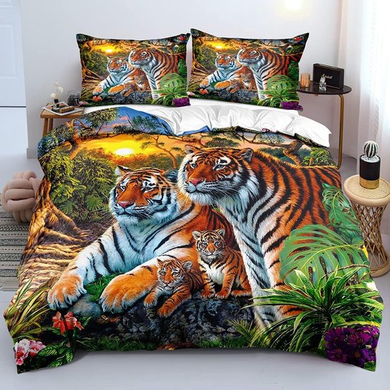 Parure housse de couette 3D microfibre 260x240 cm GAIA terra, par