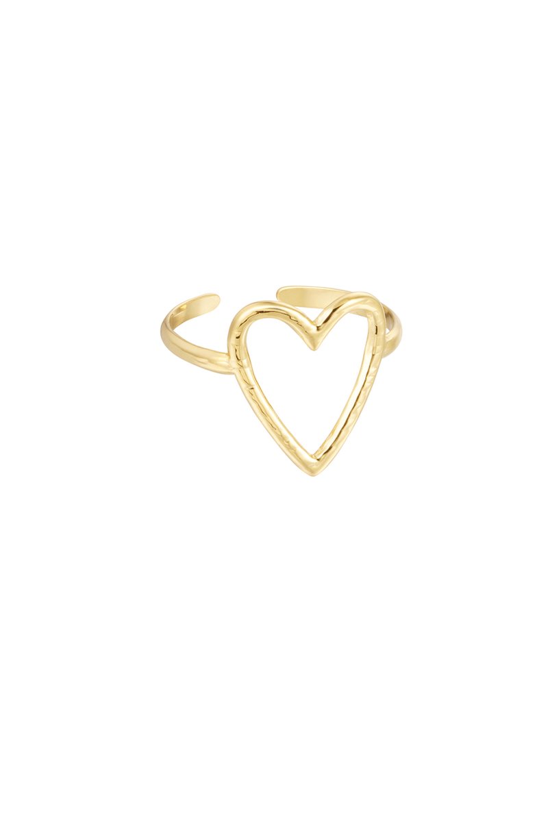 Ring Aletta- Ring Open Heart - Yehwang - Goud - Stainless Steel - - Yehwang